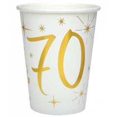 age-70-white-and-gold-paper-cups-x-10|615700000070|Luck and Luck| 1