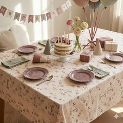 PartyDeco Childrens Mice Design Paper Tablecloth, Birthday, Ivory
