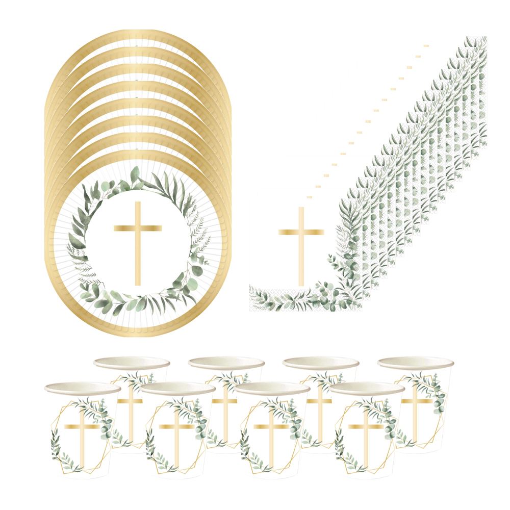 christening-confirmation-gold-cross-party-pack-for-8-people|CROSSPP|Luck and Luck| 1