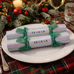 Yvonne Ellen Fa La La Christmas Crackers Green Festive Party Tableware Set of 6