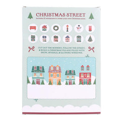 Christmas Street Scene 12-Day Advent Calendar Green Paper Festive Countdown Decor