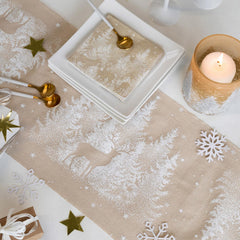Christmas in the Snow Brown Polyester Dining Table Runner Decor, 28 cm x 2.5 m