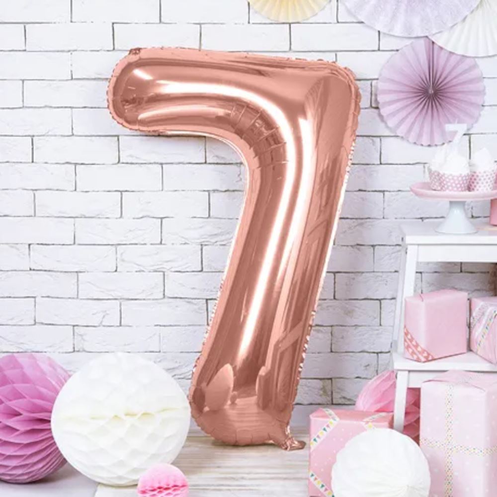 large-foil-rose-gold-number-7-balloon-86cm-birthday-decoration|FB1M-7-019R|Luck and Luck| 1