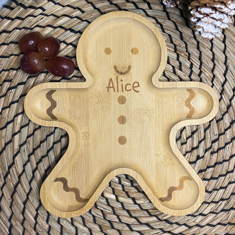 personalised-christmas-gingerbread-bamboo-childrens-plate|JQYXM007|Luck and Luck| 1