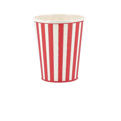 Red & White Striped Paper Cups for Birthday Parties, Celebrations & Party Tables (Pack of 6, 255 ml)