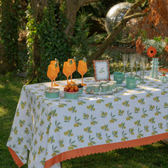Santex Green and White with Olives Summer Party Tablecloth