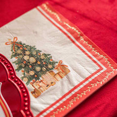 Christmas Tree Paper Napkins Red Green Festive Party Tableware Decor Set of 16