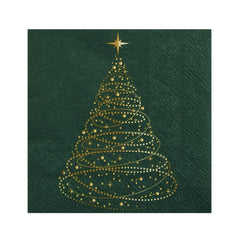 Santex Green Sparkling Christmas Paper Napkins for Festive Tables (Pack of 20, 25 cm)
