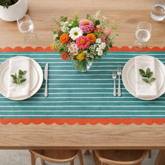 Santex Green Striped Party Table Runner Fabric x 2.5m, 28 x 250 cm
