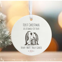 personalised-porcelain-1st-christmas-family-of-4-bauble-penguin|LLUVPORC1|Luck and Luck| 1