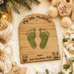 Personalised Baby First Christmas Mistletoe Wooden Sign Custom Name Keepsake Gift