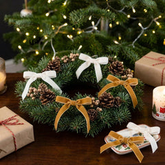 Gold and Cream Velvet Christmas Bows for Tree, Presents and Festive Home Decor 8 Pack