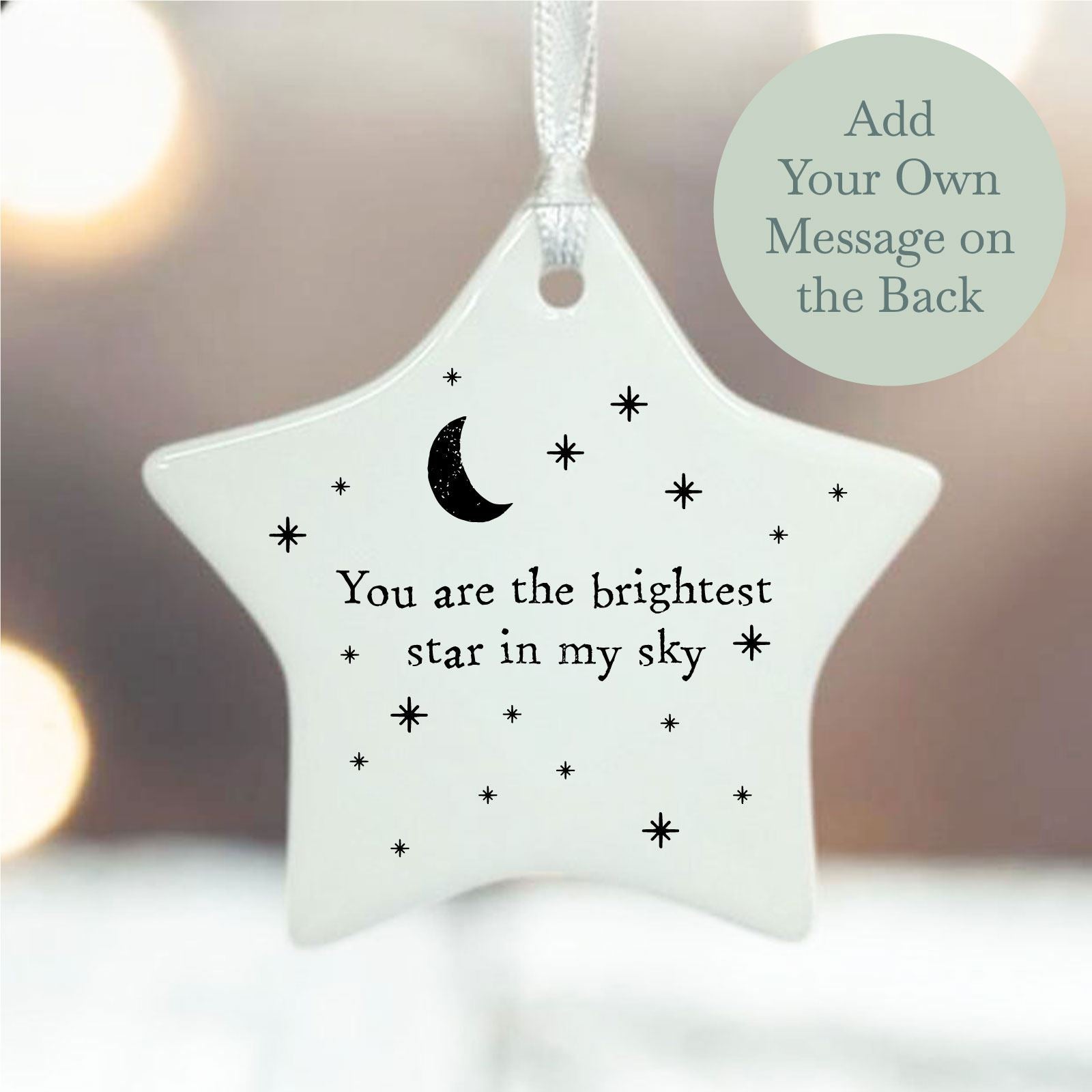 personalised-porcelain-hanging-star-you-are-the-brightest-star|UV6243|Luck and Luck| 1