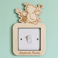 Personalised Winnie the Pooh and Piglet Wooden Light Switch Surround 20 cm