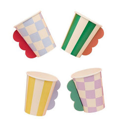 Birthday 3D Paper Cups For Colourful Kids Party Tables (Pack of 8, 7.5 cm)