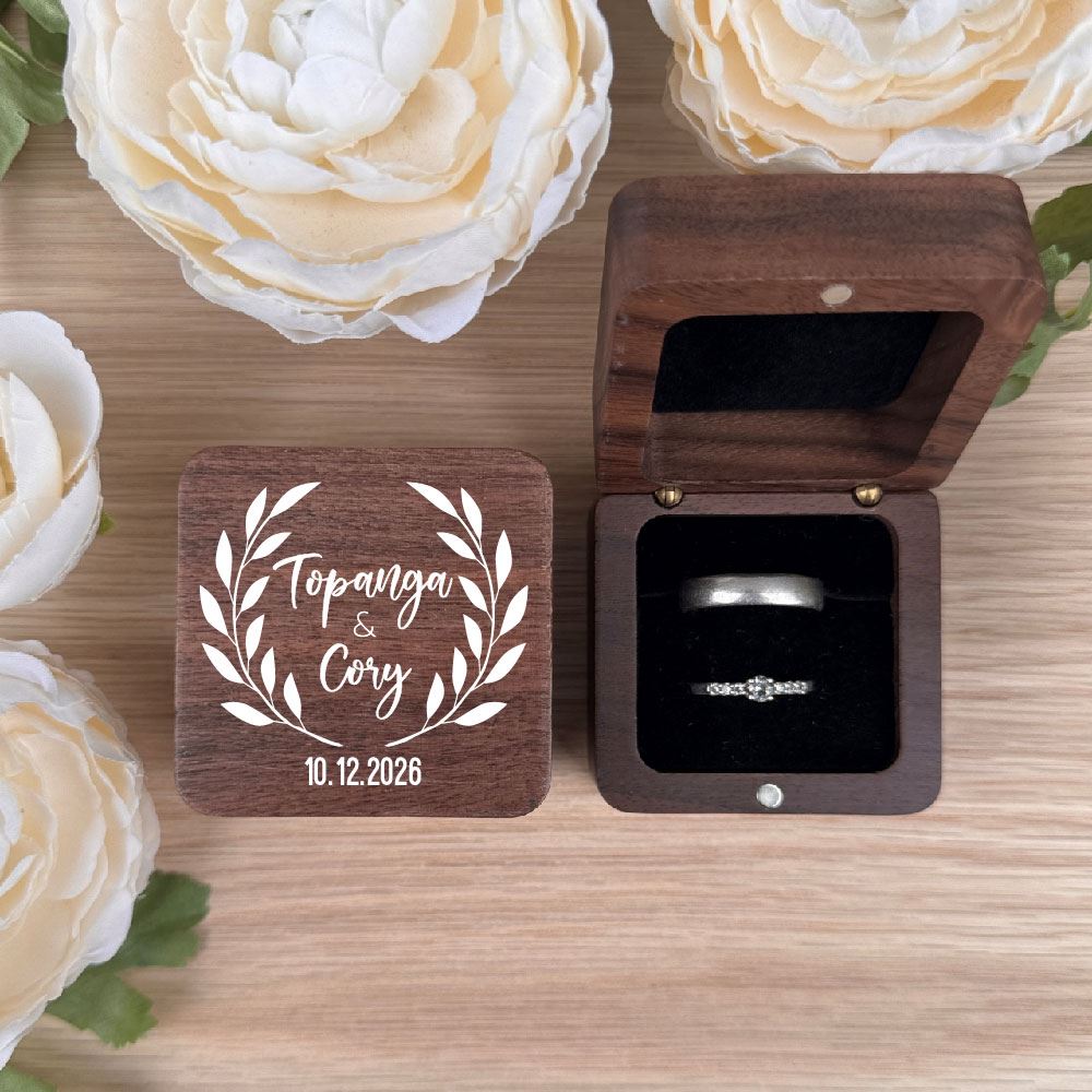 personalised-square-ring-box-2-ring-slots-black-insert-design-1|LLUVRB2BD1|Luck and Luck| 1