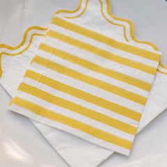 Yellow & White Paper Napkins for Birthday Parties, Celebrations & Party Tables (Pack of 15, 24 cm Unfolded)