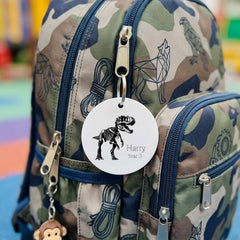 Personalised Dinosaur Acrylic Bag Charm - Custom Name Colourful Kids Gift Idea Keyring