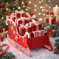 Festive Red Present Sleigh Santa Christmas Eve Seasonal Home Decoration Display