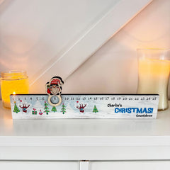 Personalised Blue and White Advent Slider - Tiny Christmas Trees