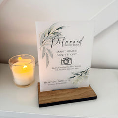 Botanical Personalised Polaroid Wedding Guest Book Sign - Opaque Acrylic A5