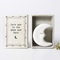 White Porcelain Moon Mini Matchbox Love You to the Moon Meaningful Home Gift