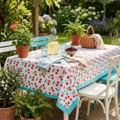 Santex Dolce vita Blue and White with Cherry Summer Party Tablecloth