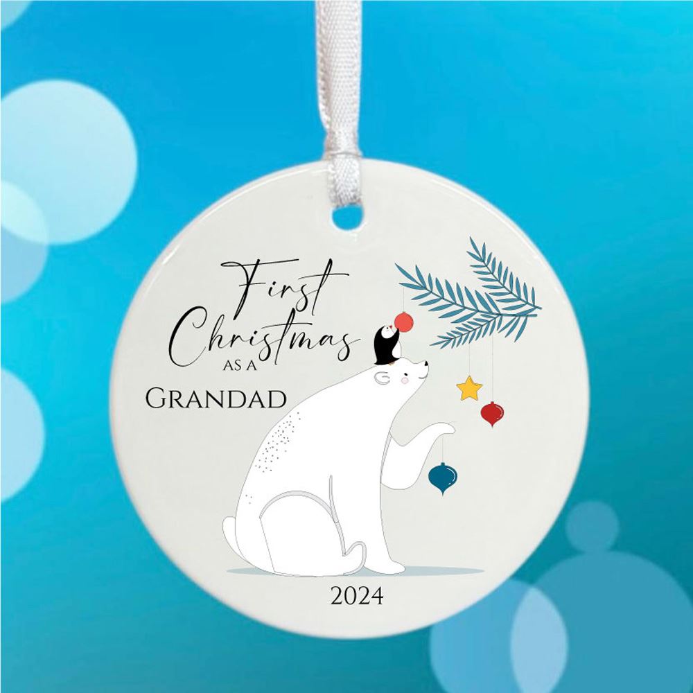 first-christmas-as-a-grandad-bauble-keepsake-gift|LLUVPORC25|Luck and Luck| 1