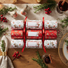 Make Your Own Red Christmas Crackers DIY Festive Party Tableware Pack Set of 6