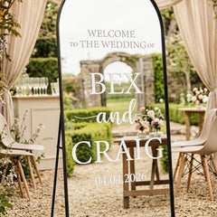 Welcome to the Wedding of Personalised Vinyl Mirror Sign Wedding Decal 45 cm