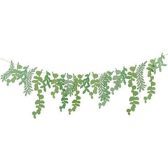 Botanical Leaf Birthday Banner for Modern Green Party Hanging Displays, 2 m
