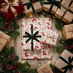 Red Robin and Berry Tissue Paper 5 Sheets Christmas Gift Wrap
