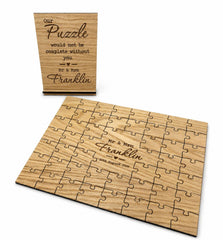 Personalised Rustic Oak Wedding Jigsaw Guest Book Wooden 48 Piece Puzzle
