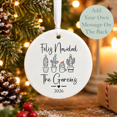 Personalised Feliz Navidad Christmas Hanging Bauble Decoration Gift