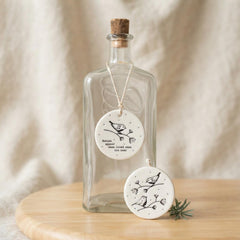Robin Memorial Christmas Porcelain Hanging Bauble White Keepsake Decoration