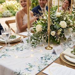 Santex Eucalyptus Wedding Party Table Runner Fabric x 2.5m, White