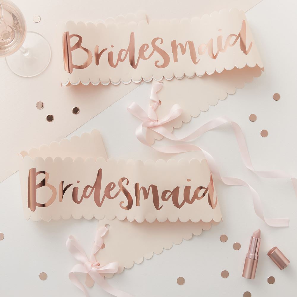 pink-and-rose-gold-bridesmaid-sashes-2-pack-team-bride-hen-party|TB614|Luck and Luck| 1