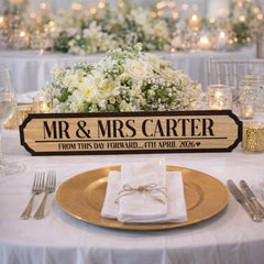 Luck and Luck Personalised Wooden Wedding Road Sign Custom Name