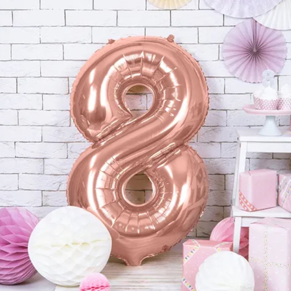 large-foil-rose-gold-number-8-balloon-86cm-birthday-decoration|FB1M-8-019R|Luck and Luck| 1