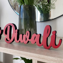 Wooden Happy Diwali Hindu Table Sign Decoration
