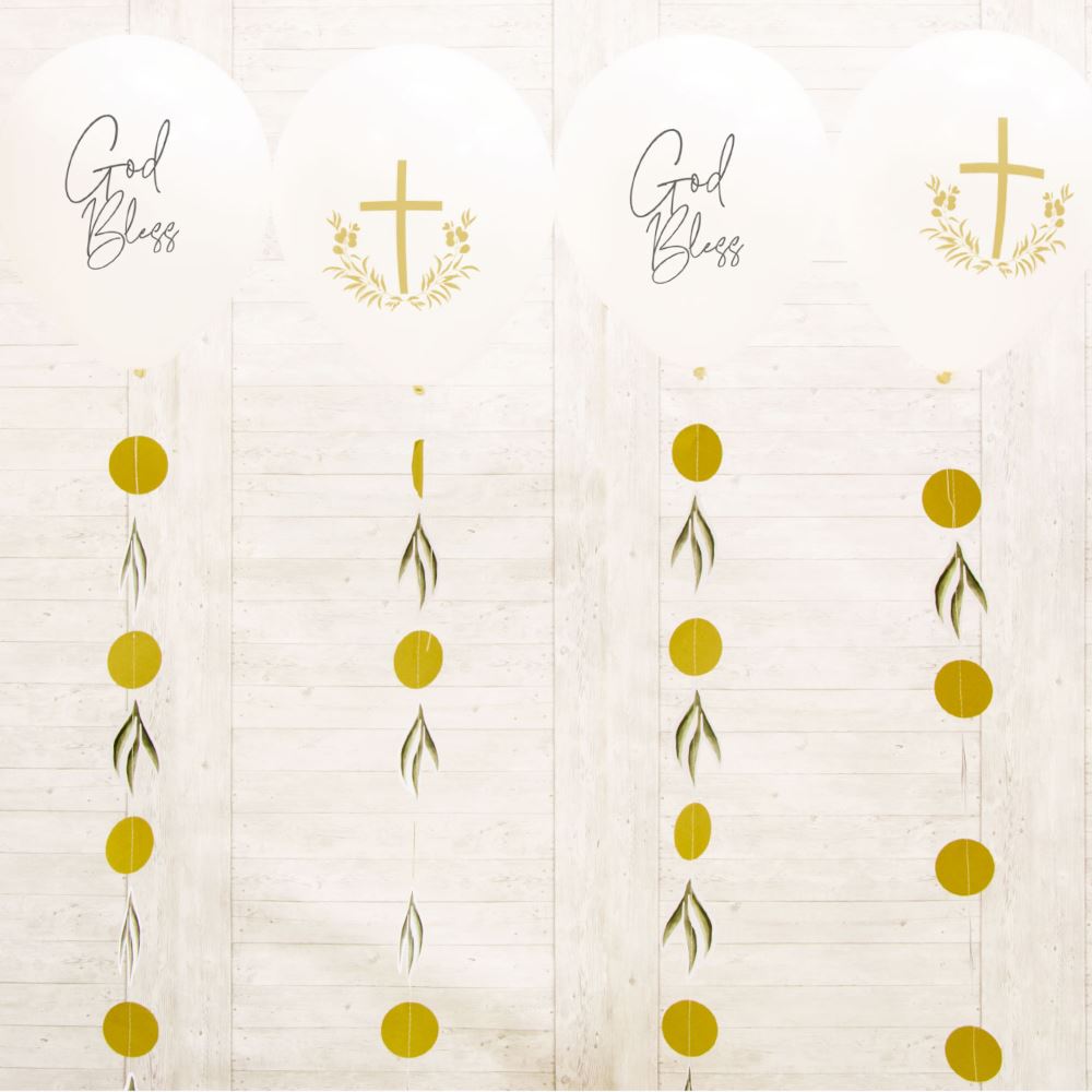 religious-gold-cross-god-bless-balloons-with-tails-x-4-christening|9915641|Luck and Luck| 1