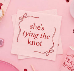 Pink She's Tying The Knot Paper Napkins Hen Party Tableware (Pack of 16, 16.5 cm)
