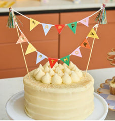Playful Brights Bunting Cake Topper For Colourful Birthday Cake Displays (21 cm)