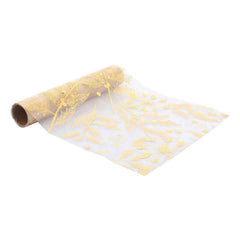 Gold Holly Berries Christmas Organza Table Runner Festive Holiday Dining Table Decor 3m