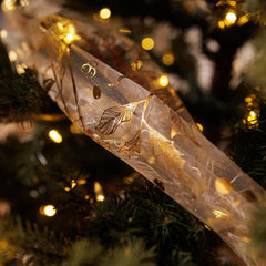 Gold Holly Berries Christmas Organza Table Runner Festive Holiday Dining Table Decor 3m