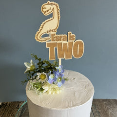 personalised-wooden-dinosaur-cake-topper-age-2-design-2|LLWWDINOD1CT1|Luck and Luck| 1