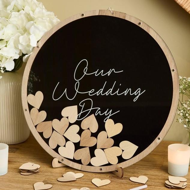 Our Wedding Day Drop Top Frame Guestbook Wooden Wedding Guest Book 40 cm