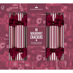 Whodunnit Mystery Game Christmas Crackers Recyclable Purple Striped Tableware Set of 6