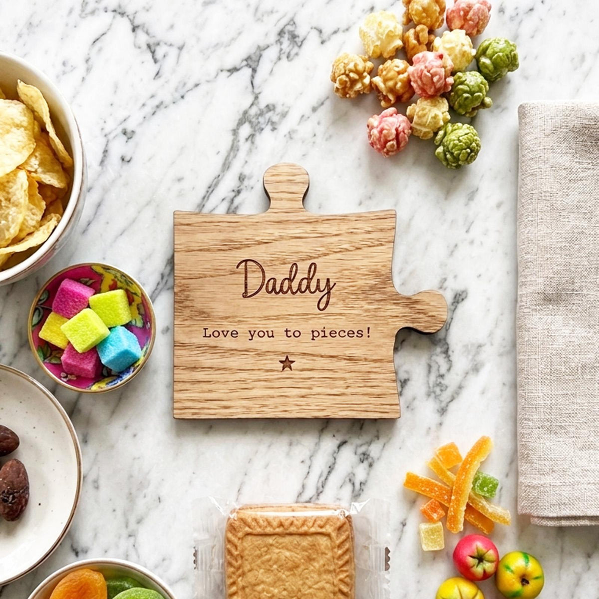 Personalised Daddy Wooden Coaster Gift Rustic Design (11.5cm)
