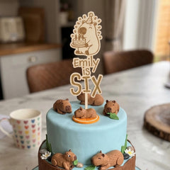 Personalised Capybara Wooden Cake Topper Birthday Name Age Decoration 22.5 cm